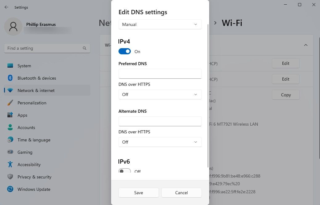 تصویر تنظیمات DNS را ویرایش کنید