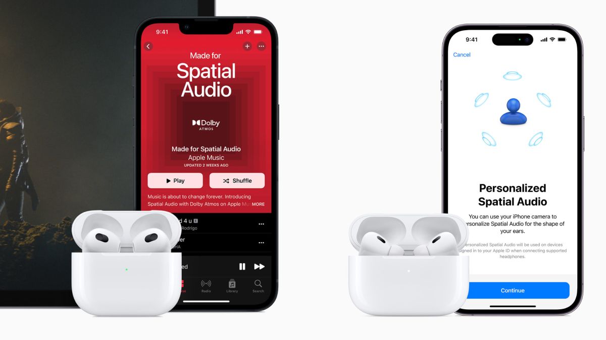 AirPods 3 و AirPods Pro 2 Next Iphone 13 و iPhone 14 Pro به ترتیب ویژگی های صوتی فضایی را نشان می دهند
