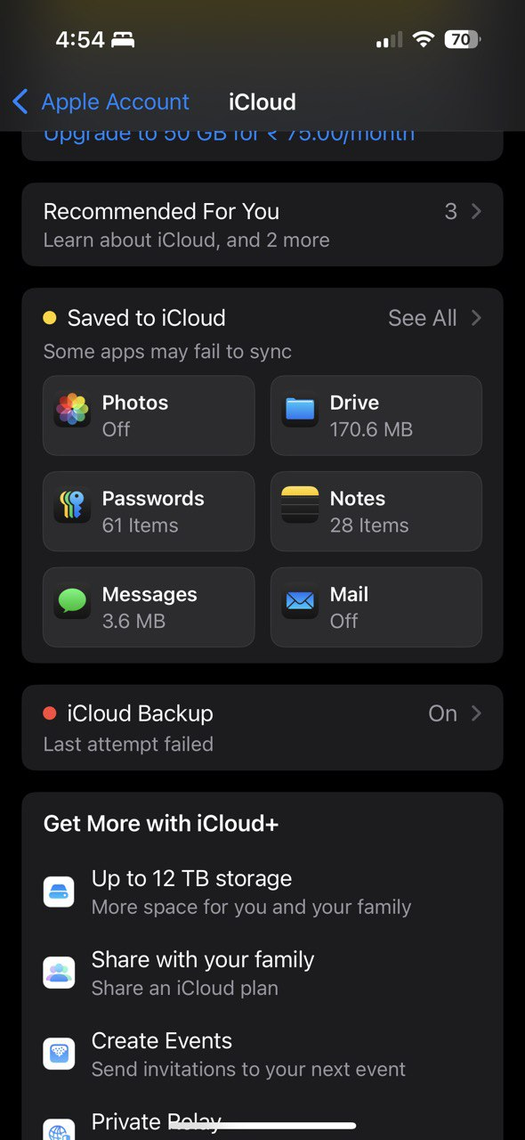 داده های برنامه ذخیره شده در iCloud