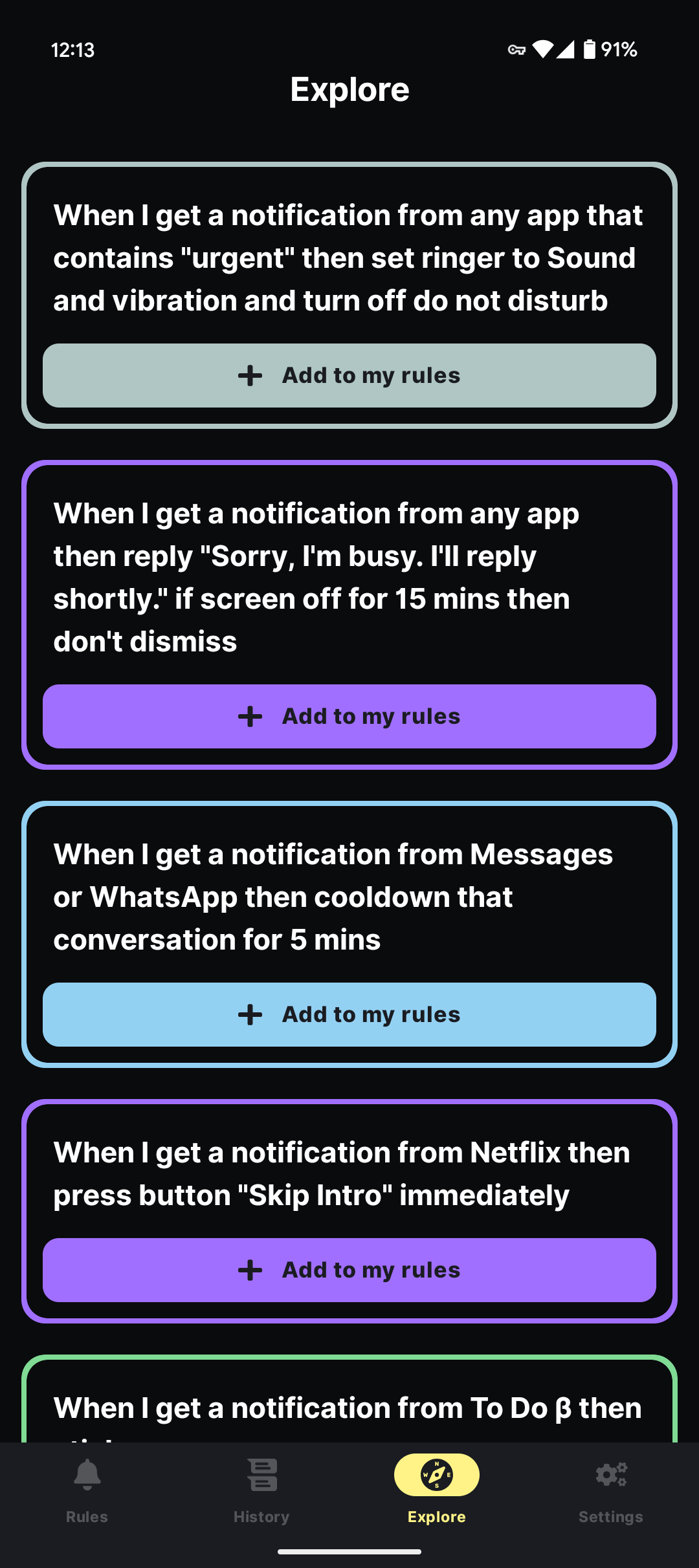 قوانین نمونه را در برنامه Buzzkill کاوش کنید