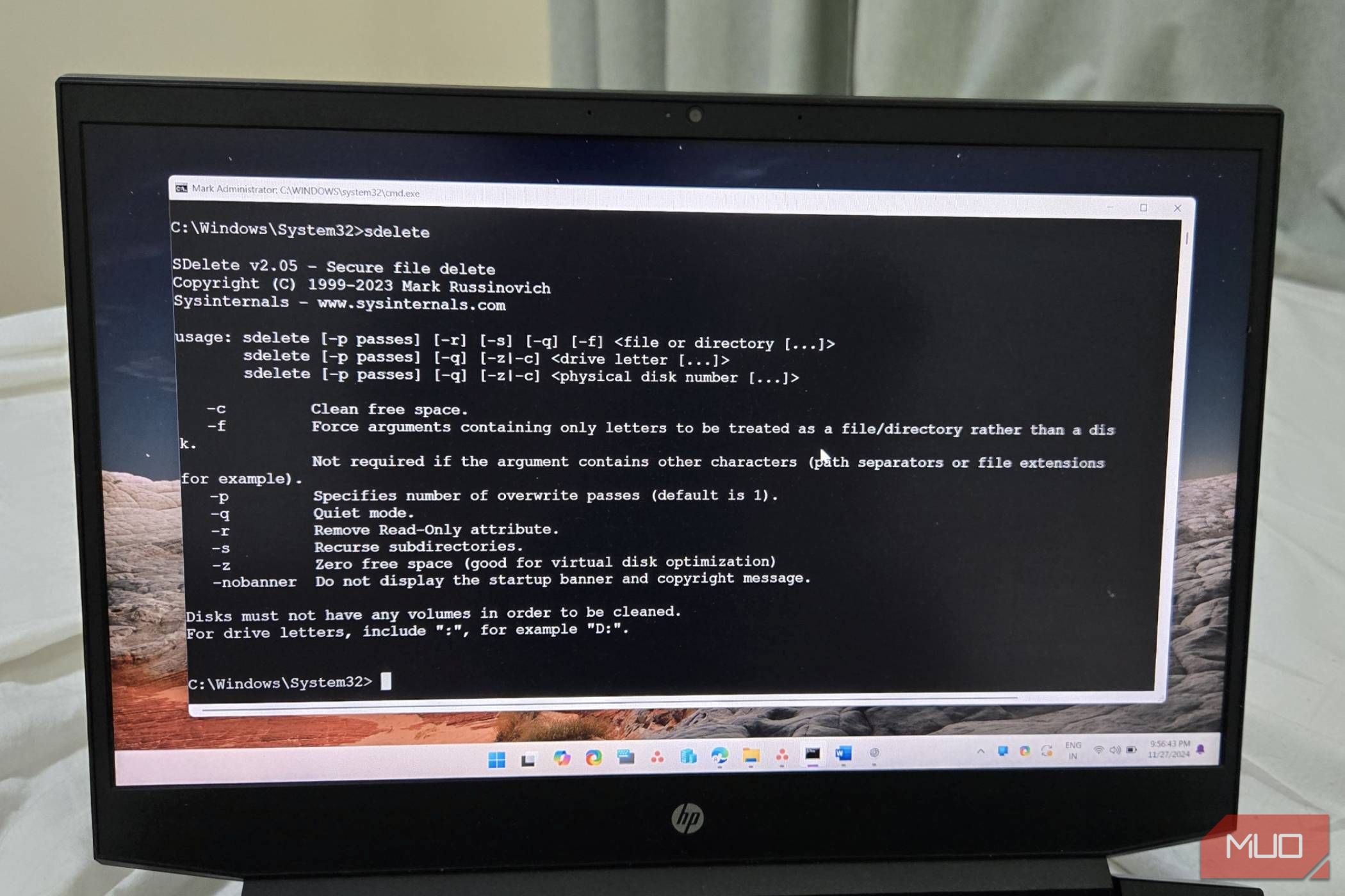 ویندوزهای سریع فرمان در لپ تاپ HP Pavilion باز می شوند