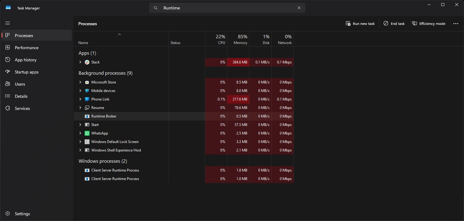 Windows Runtime Broker در Task Manager