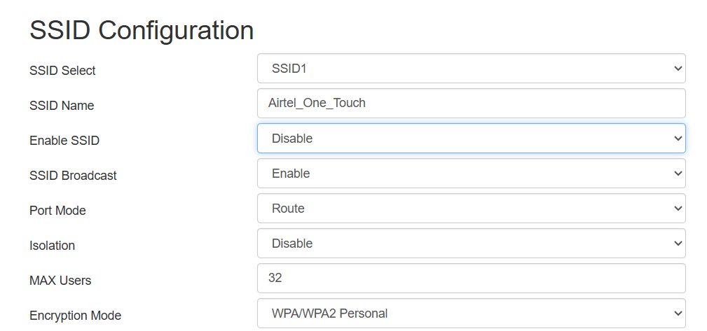 غیرفعال کردن پیکربندی SSID