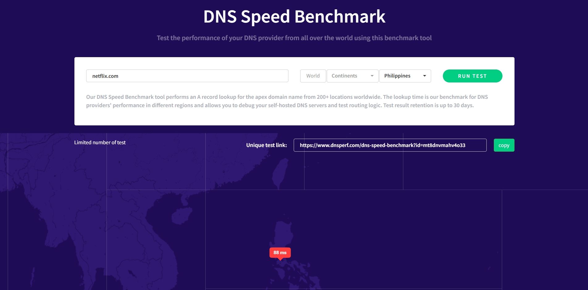 آزمایش سرعت DNS با استفاده از تنظیمات پیش فرض
