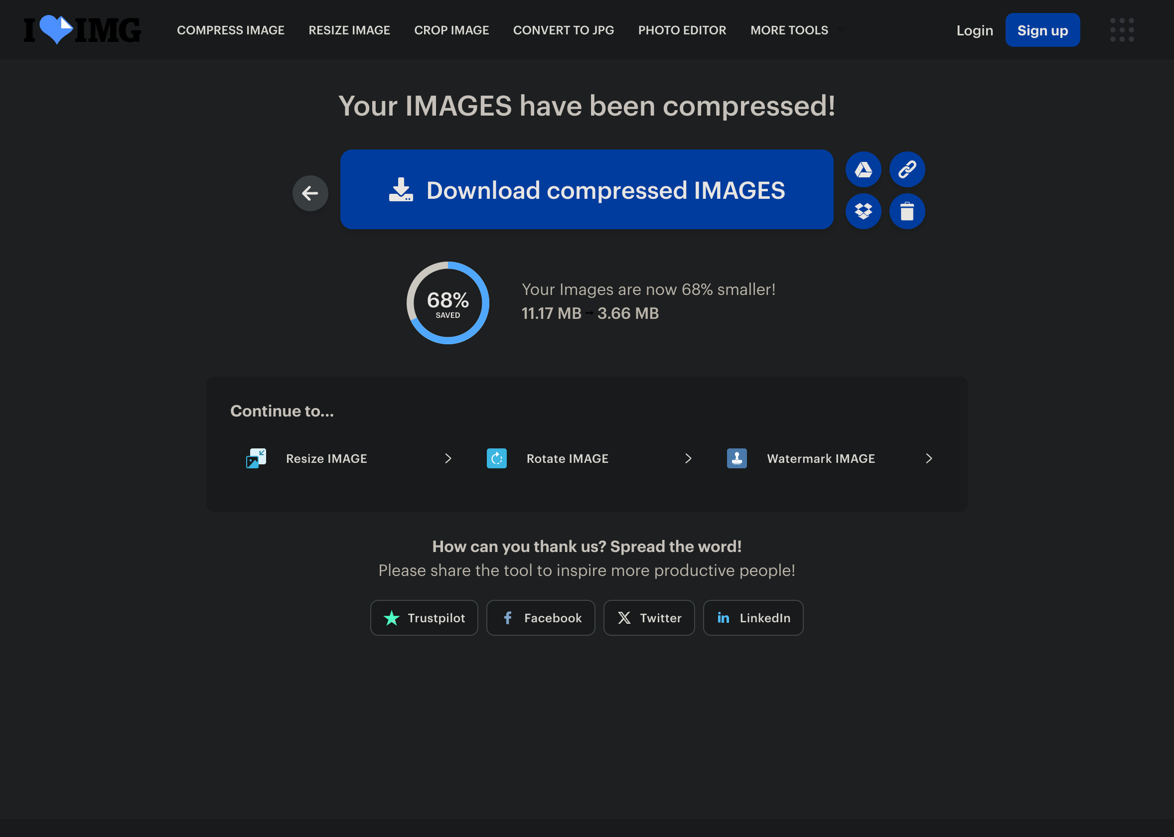 بارگیری تصاویر از I Love IMG بعد از فشرده سازی