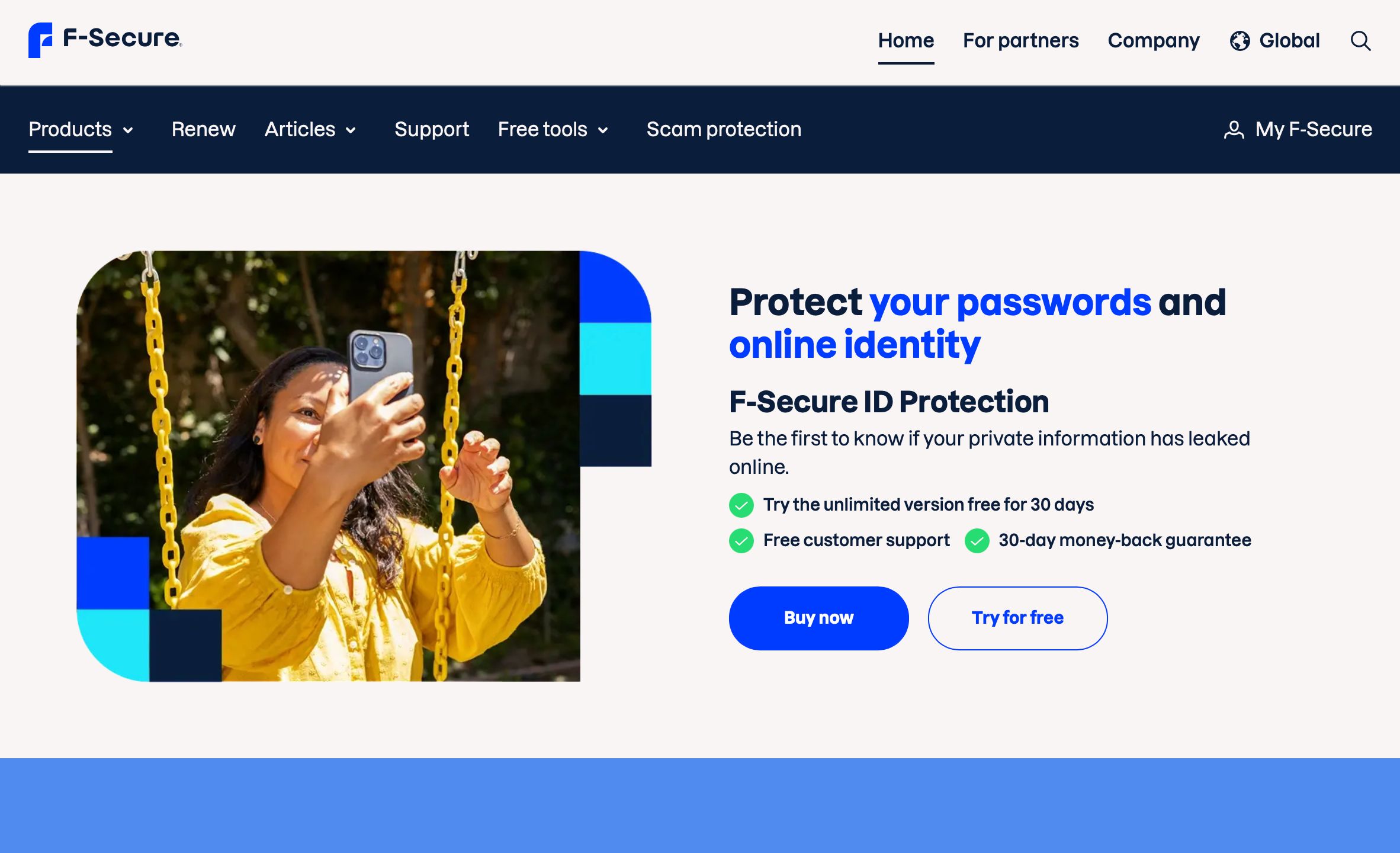صفحه اصلی خدمات نظارت بر شناسه F-Secure