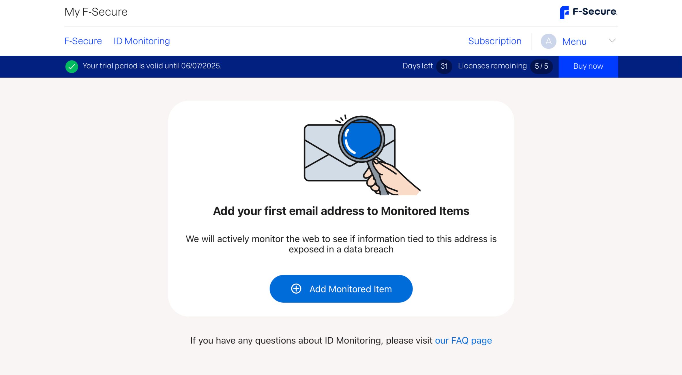 بخش خدمات نظارت بر شناسه F-Secure