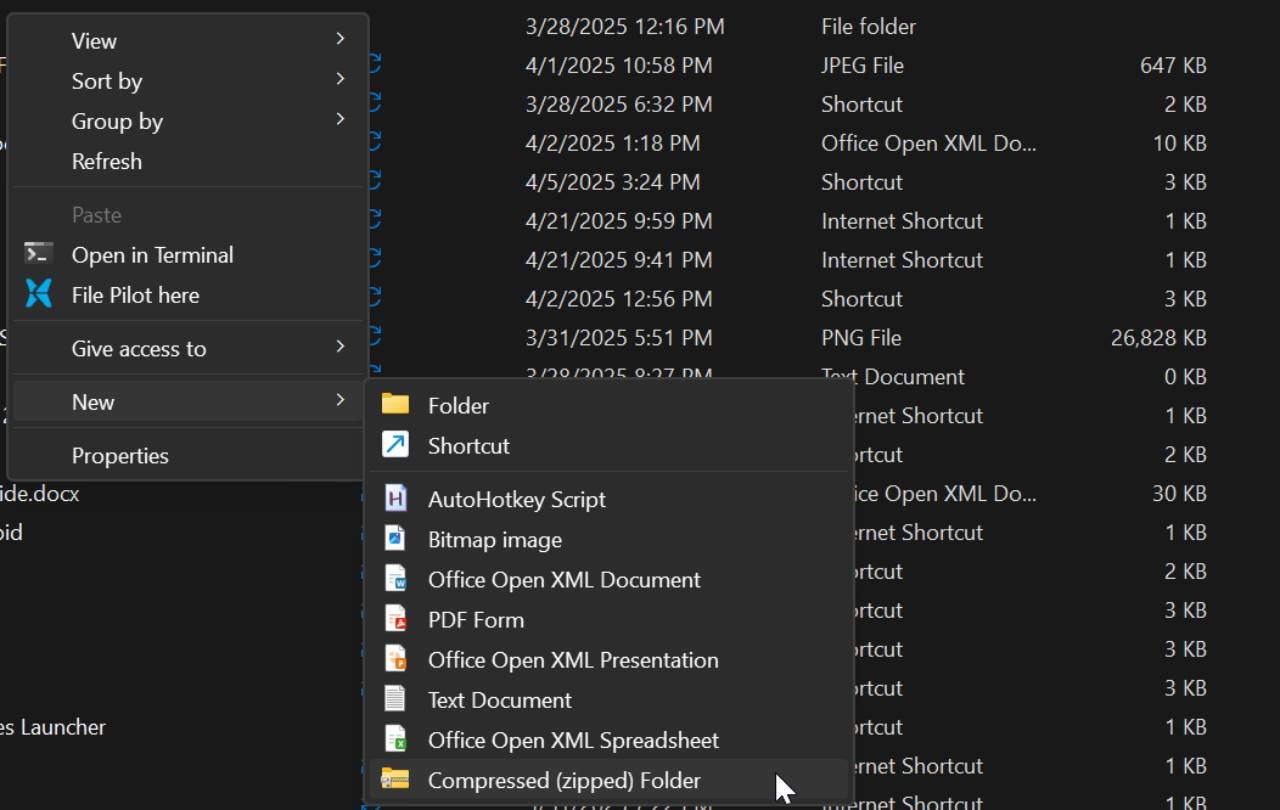 گزینه پرونده های بایگانی File Explorer در ویندوز 11