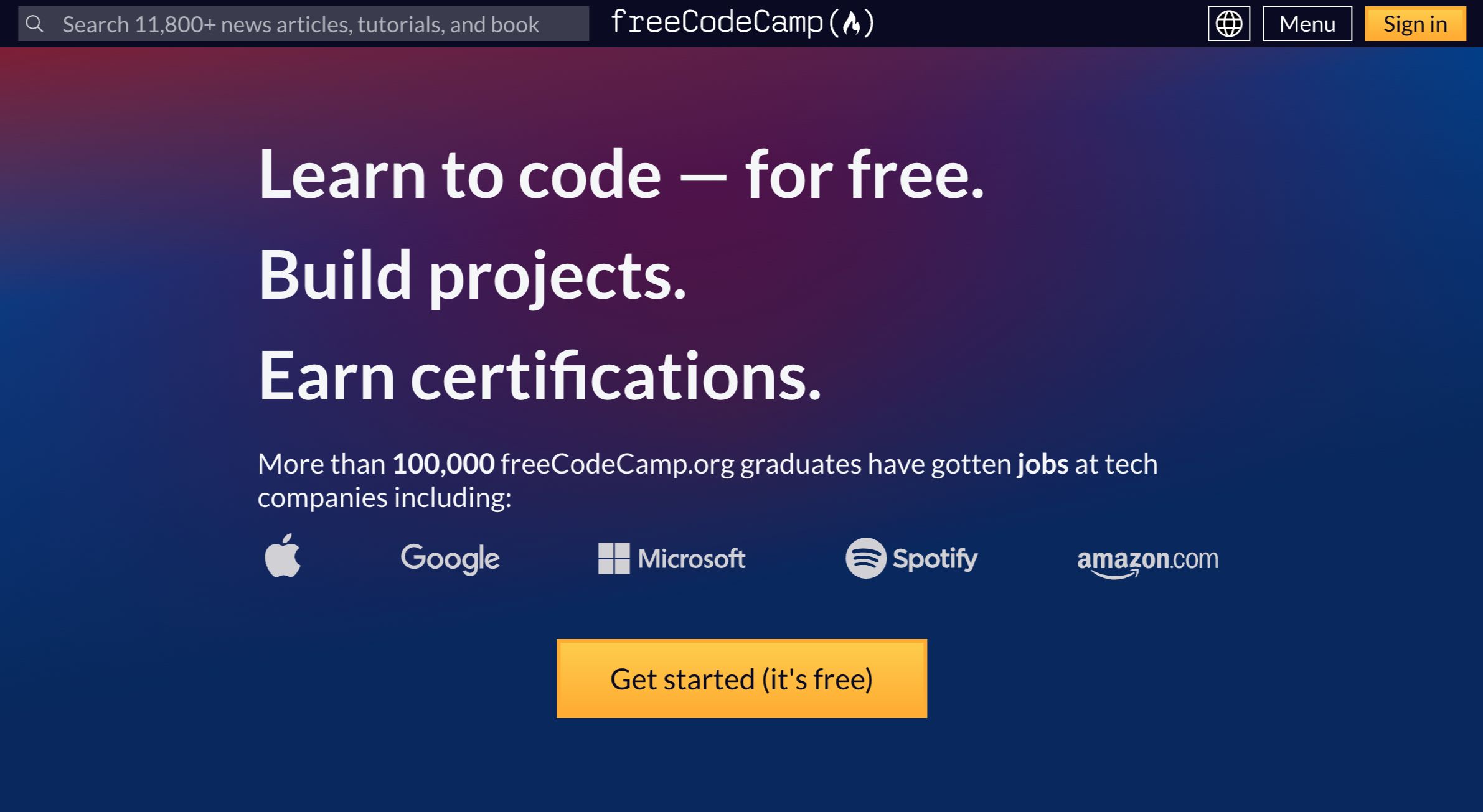 برنامه نویسی وب سایت FreecodeCamp