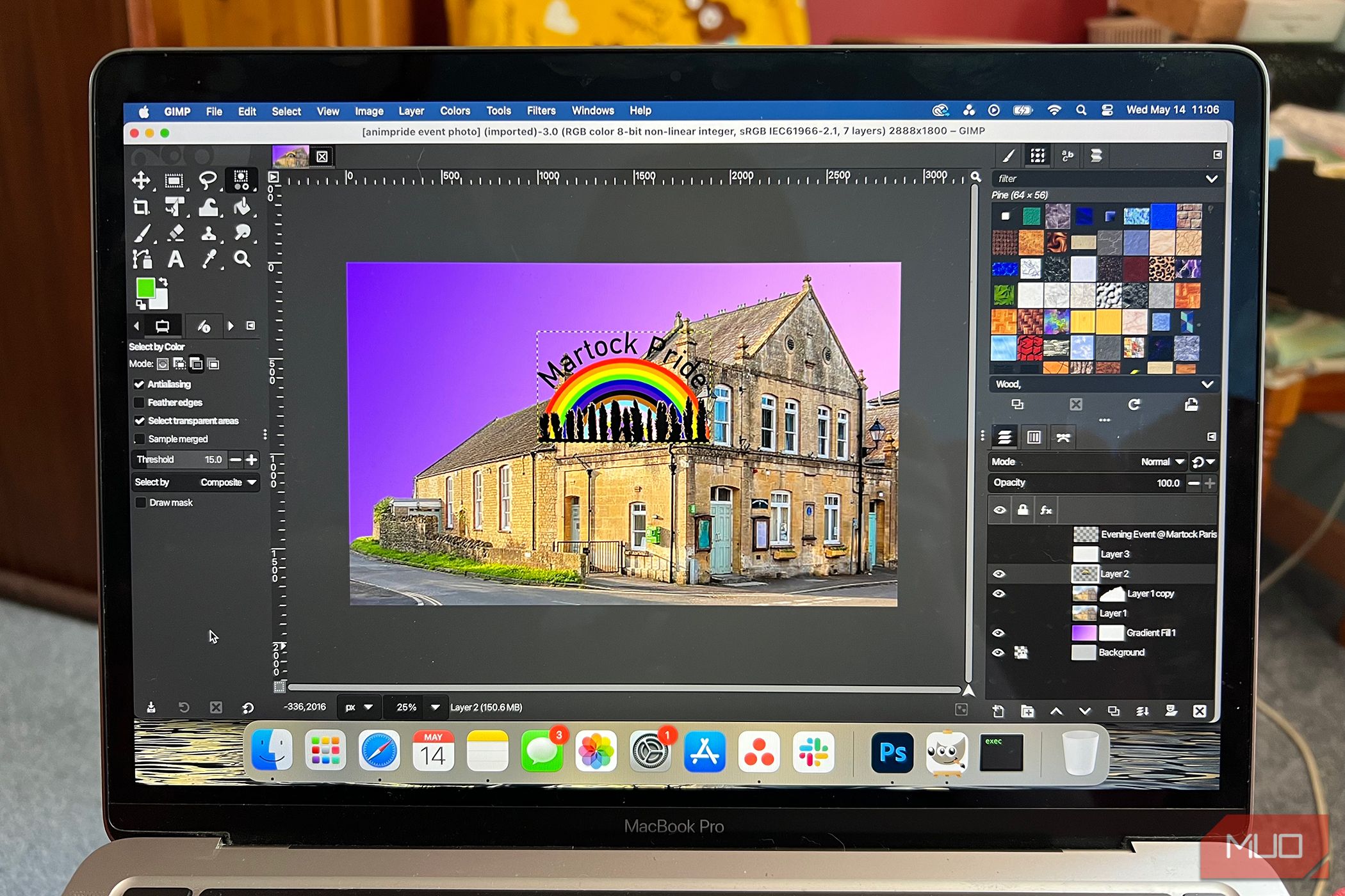 پرونده PSD در GIMP در MacBook Pro باز می شود