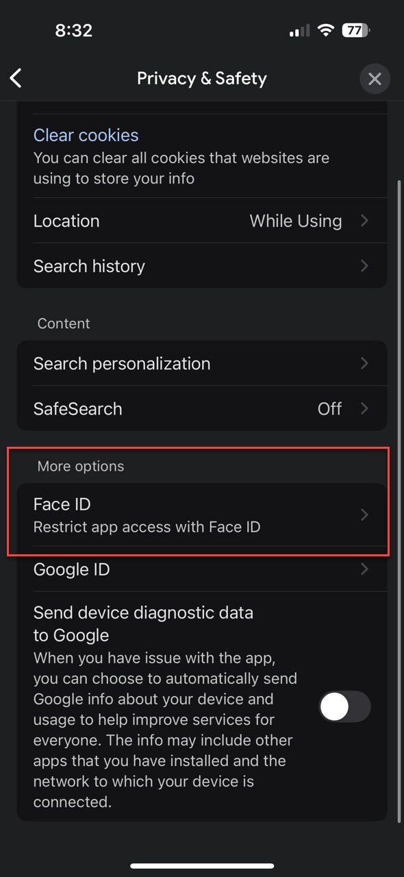 برای ایمن سازی برنامه Google خود از شناسه Face استفاده کنید