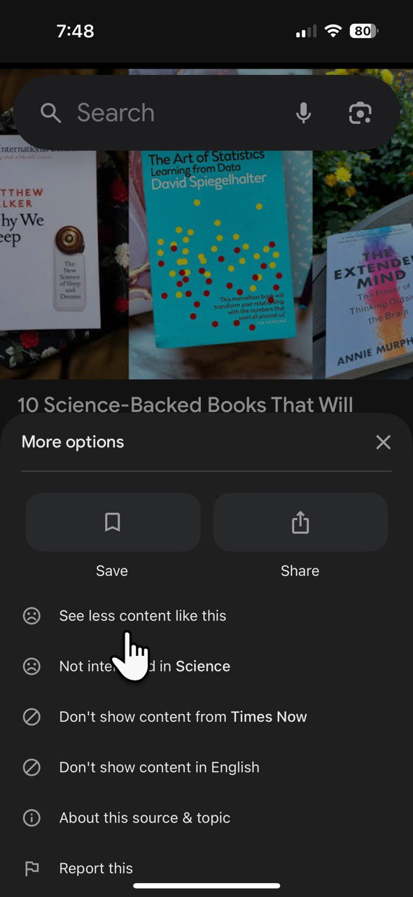 سفارشی سازی خوراک شخصی در Google Discover