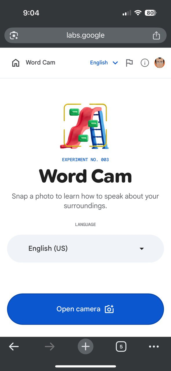 Google Labs Word Cam