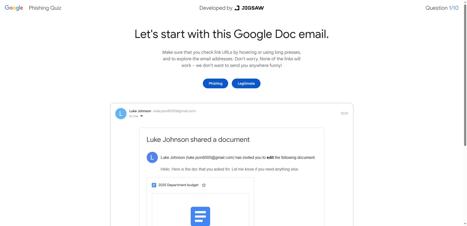 مثال مسابقه Google Phishing.