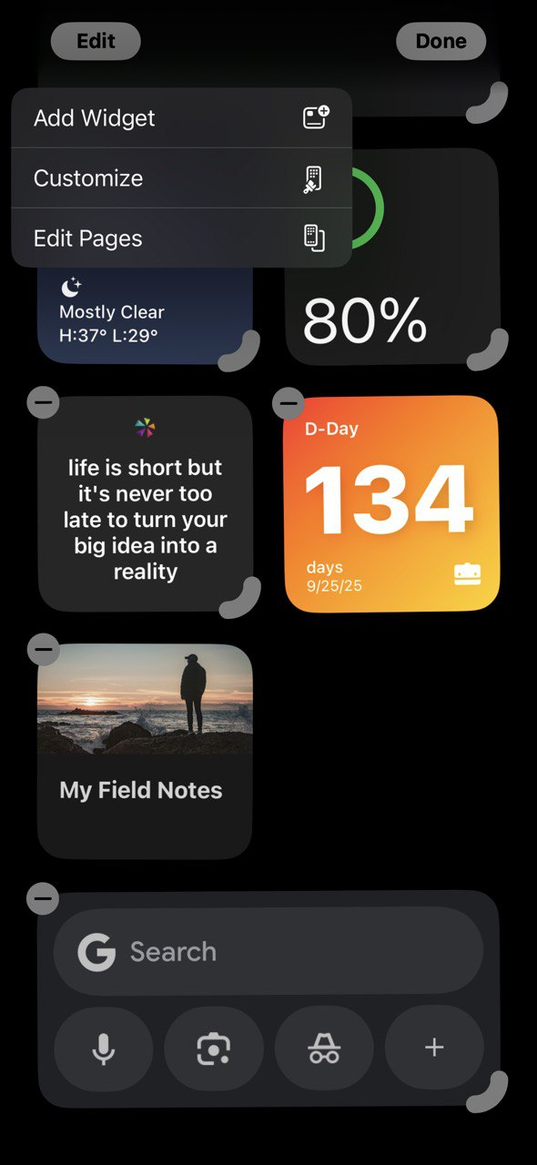 ویجت گوگل در iOS