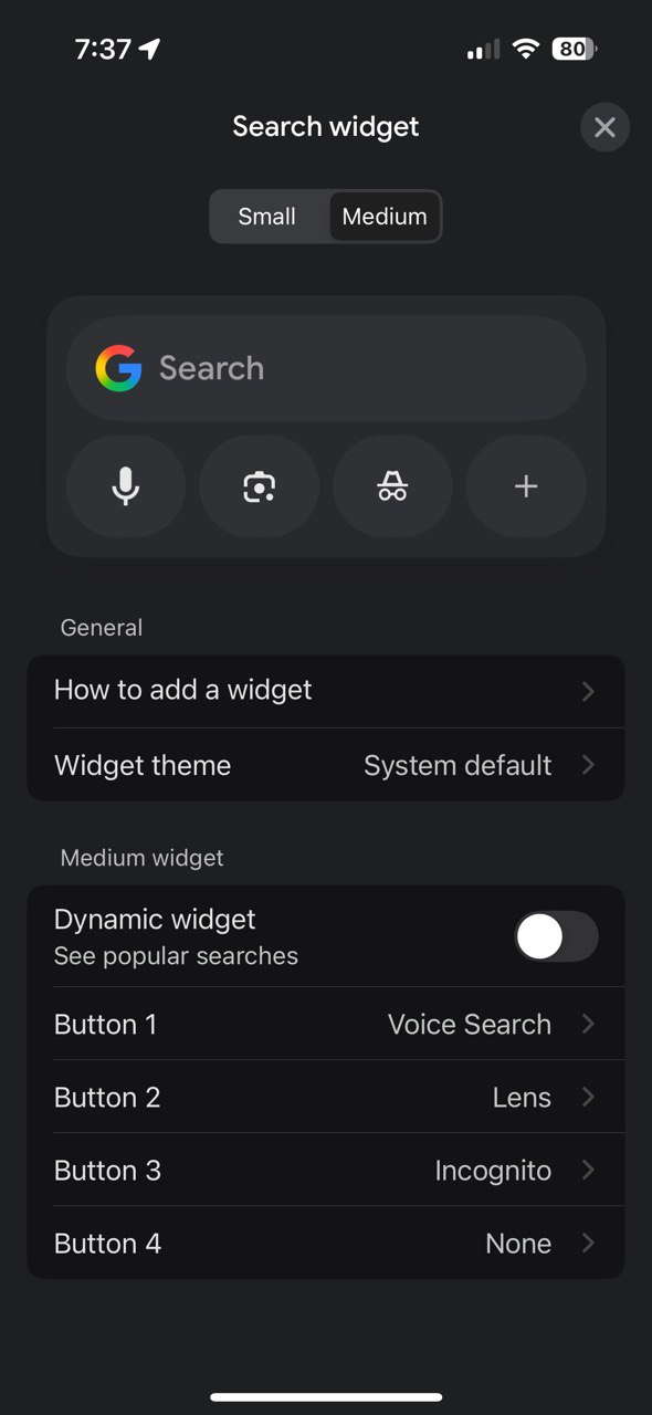 ویجت گوگل در iOS