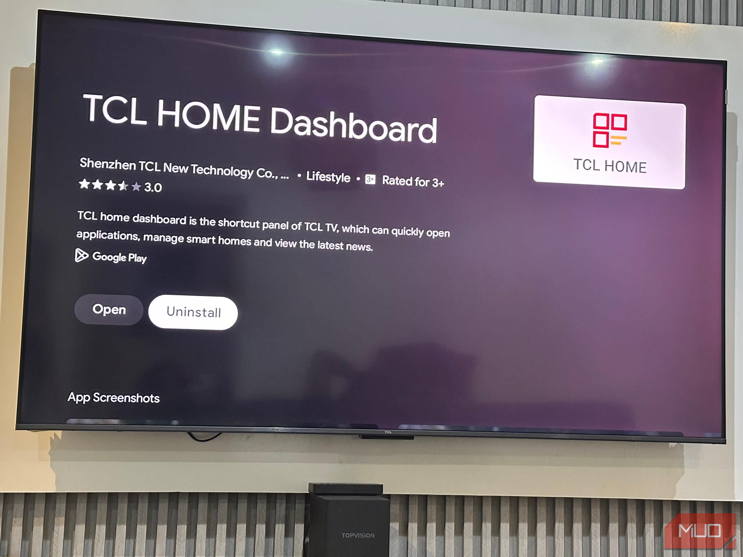 تصویری که نحوه حذف برنامه Home TCL را نشان می دهد