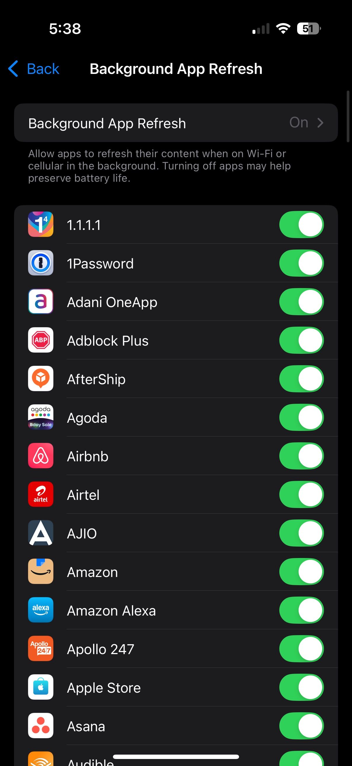 تنظیمات برنامه پس زمینه در iOS