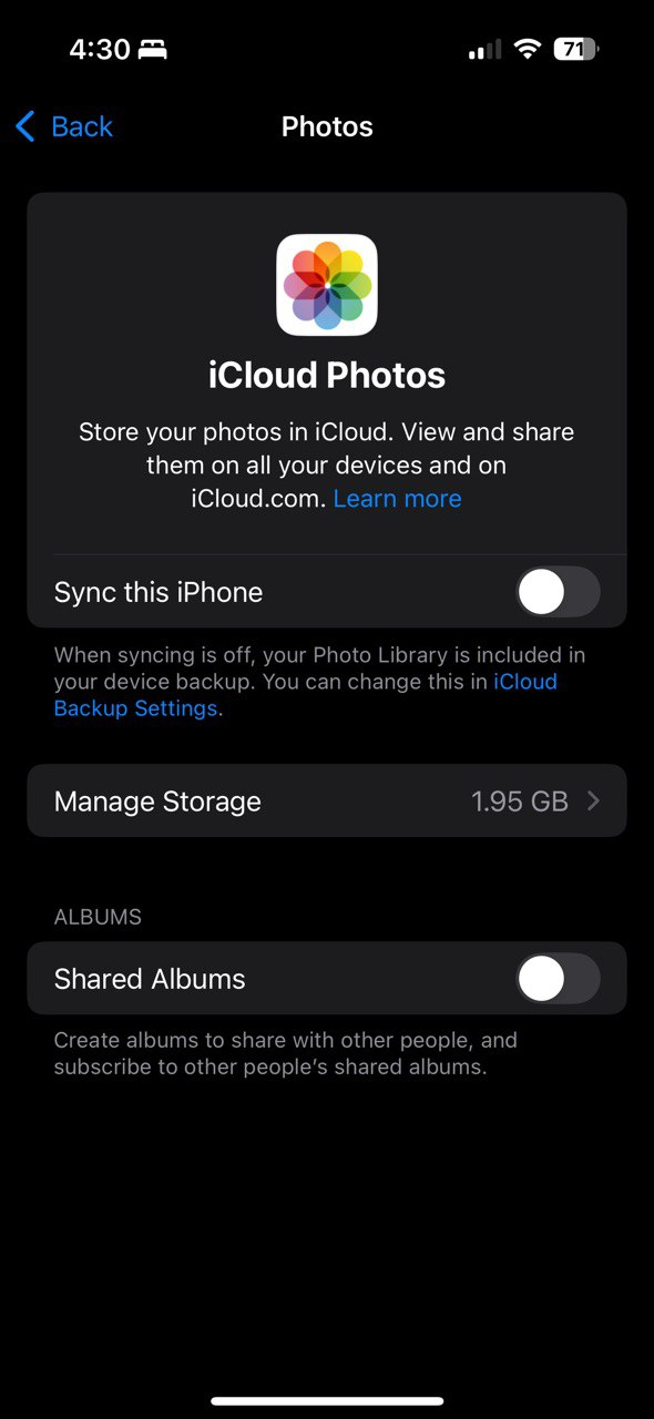 مدیریت ذخیره سازی در عکسهای iCloud