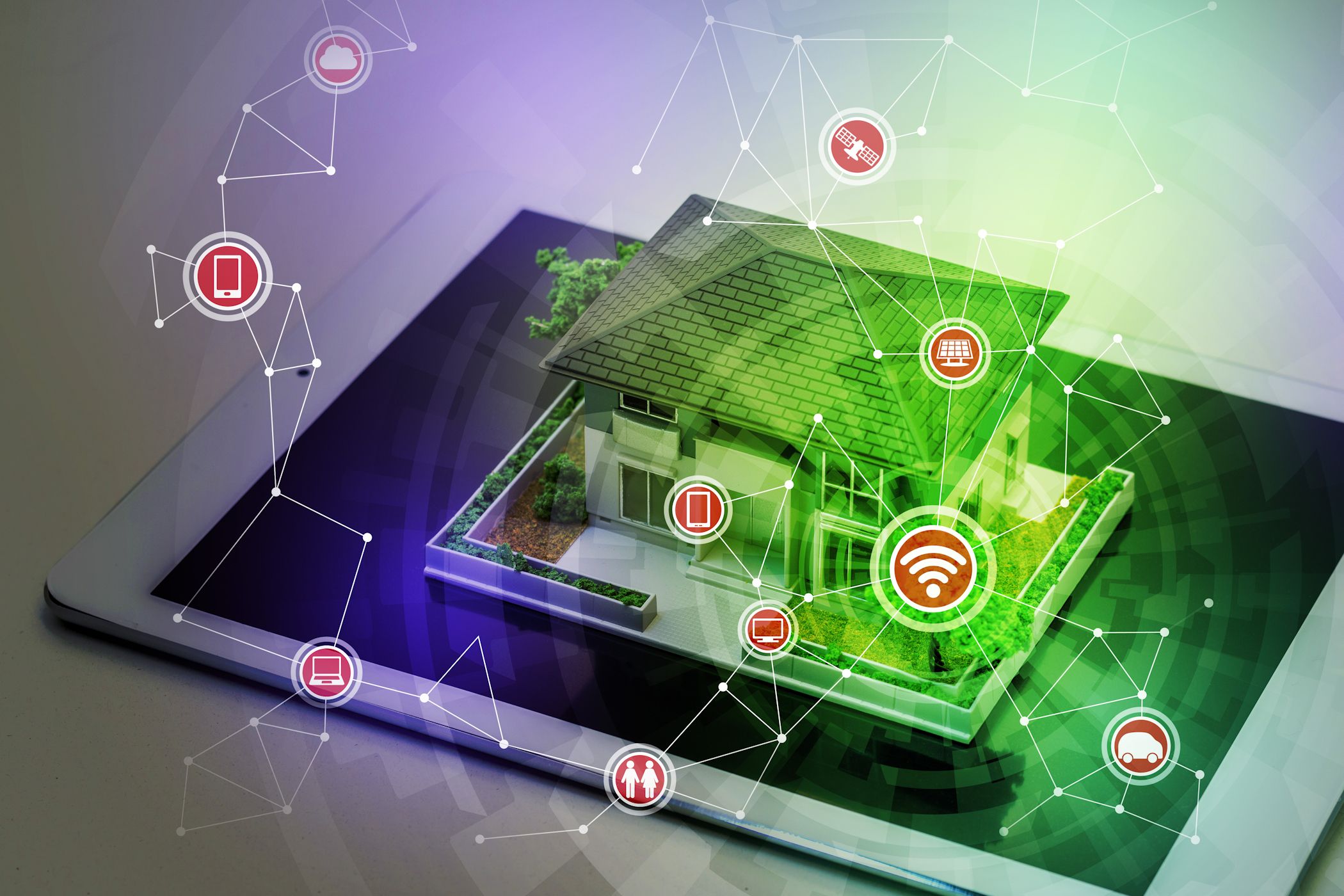 سیستم WiFi مش پوشش مفهوم خانه هوشمند