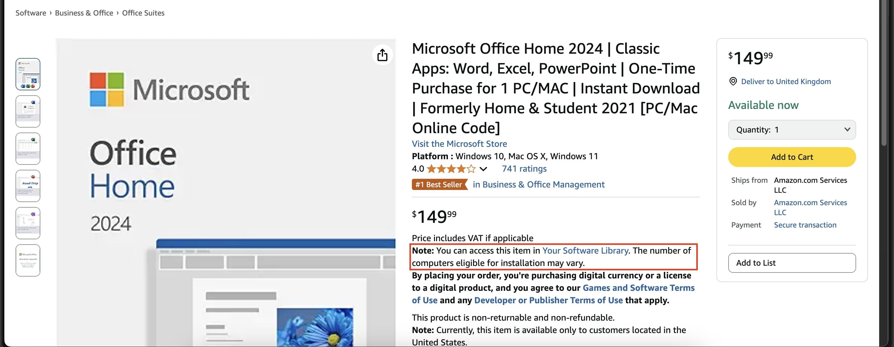 صفحه نرم افزار Microsoft Office در آمازون