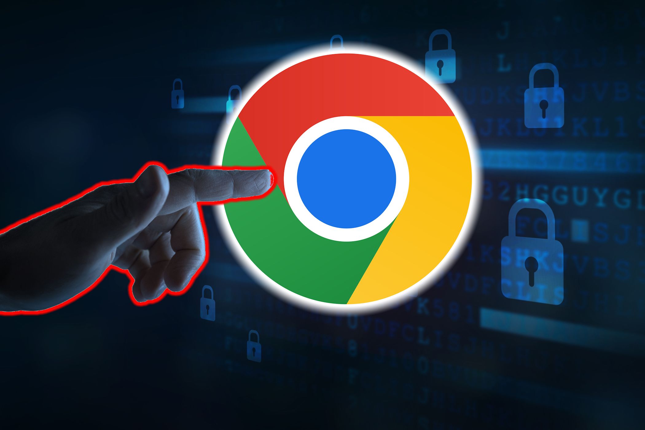 شخصی که به آرم Google Chrome اشاره می کند