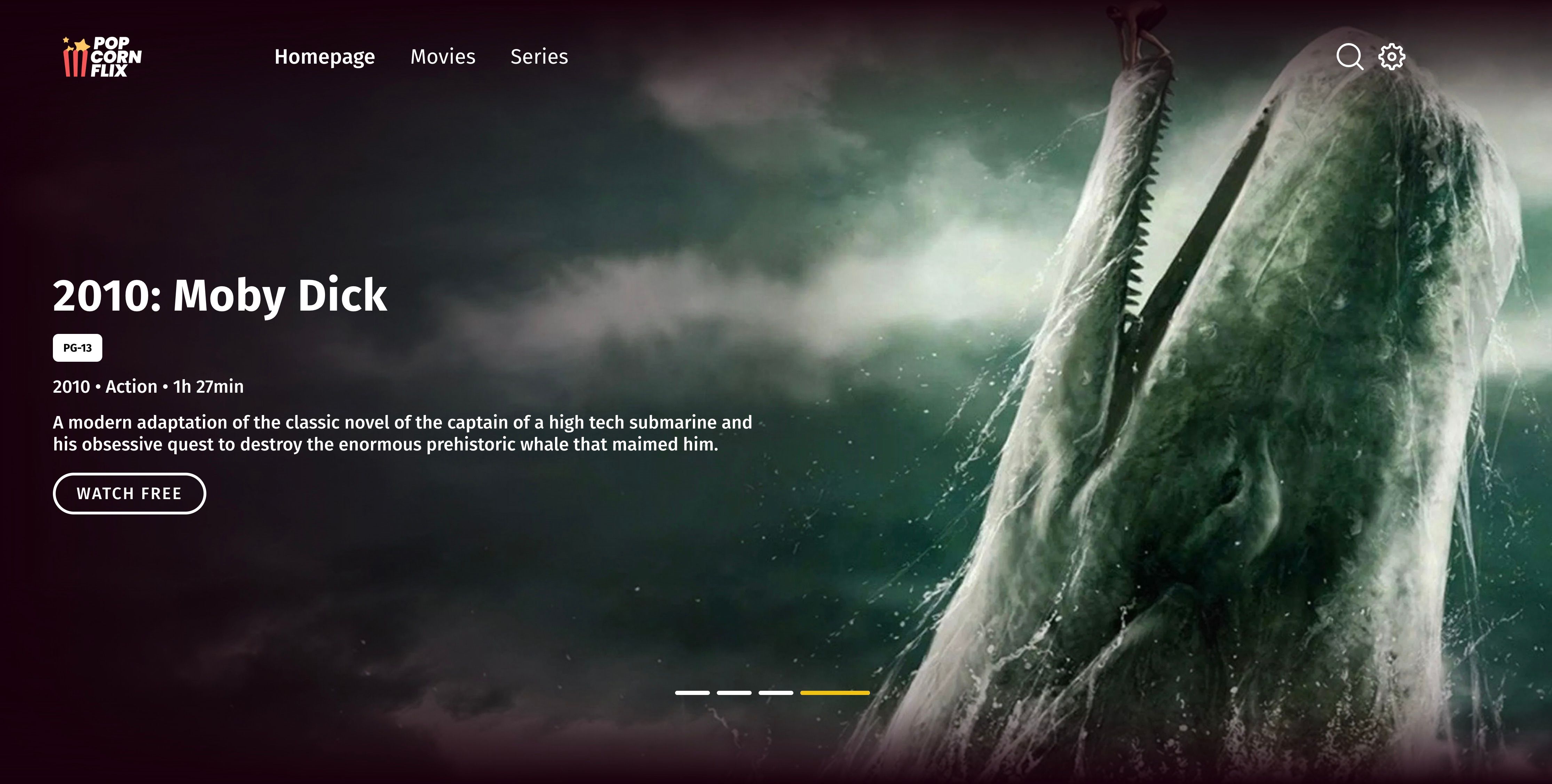 صفحه اصلی Popcornflix با فیلم موبی دیک