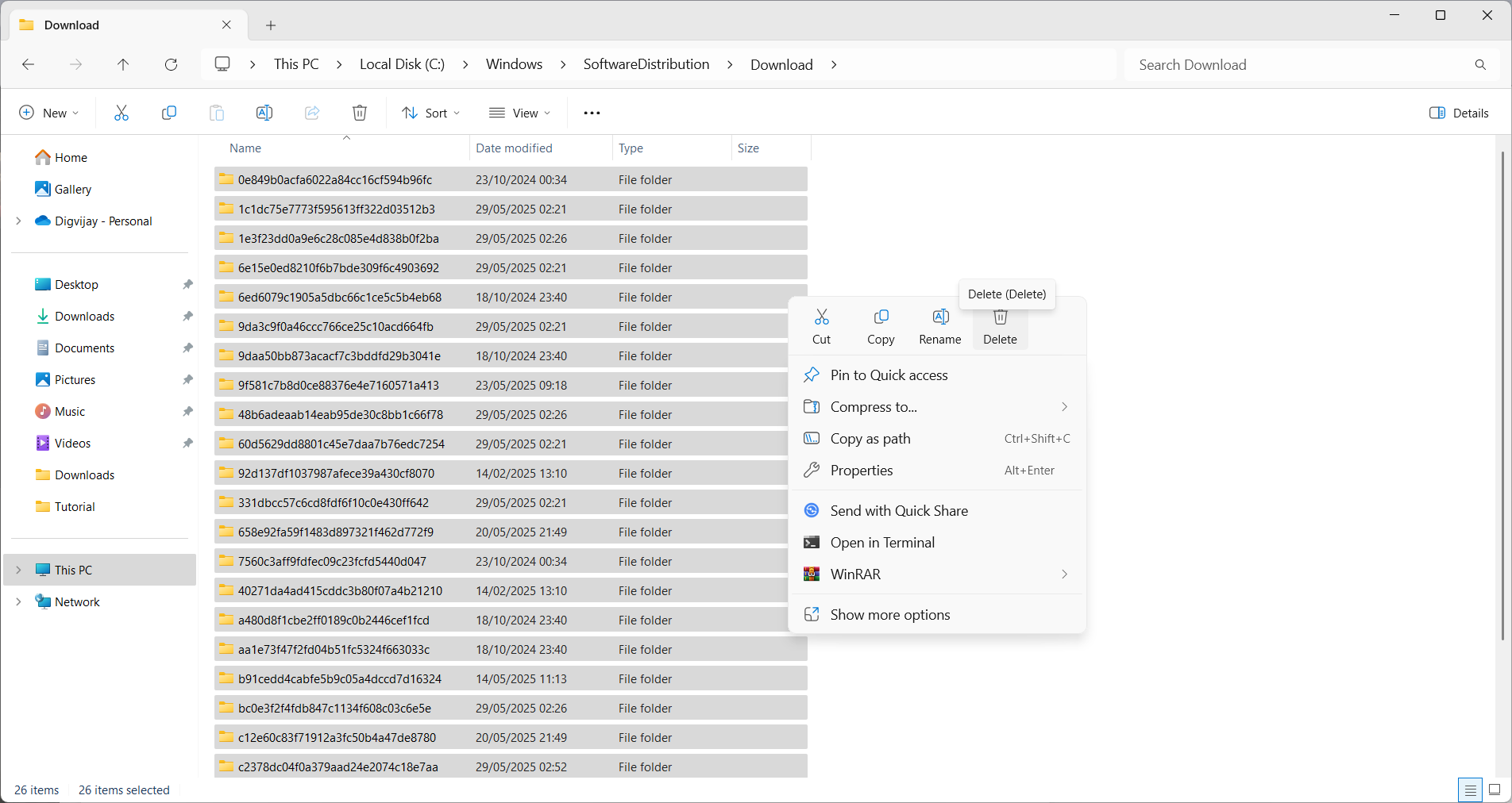 حذف پرونده های بارگیری شده از SoftwaredIstribution