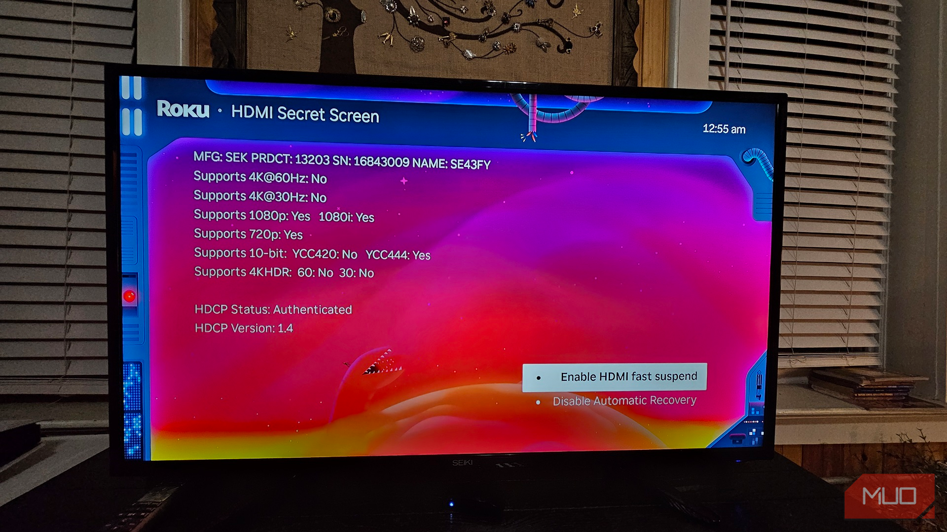 منوی صفحه نمایش مخفی Roku HDMI ، آشکار کردن اطلاعات در مورد وضوح و نرخ تجدید