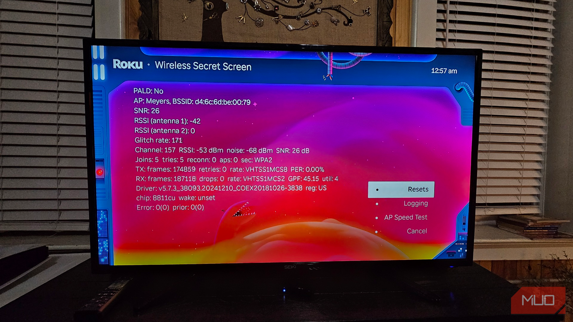 منوی صفحه مخفی Roku Wireless ، آشکار کردن اطلاعات شبکه