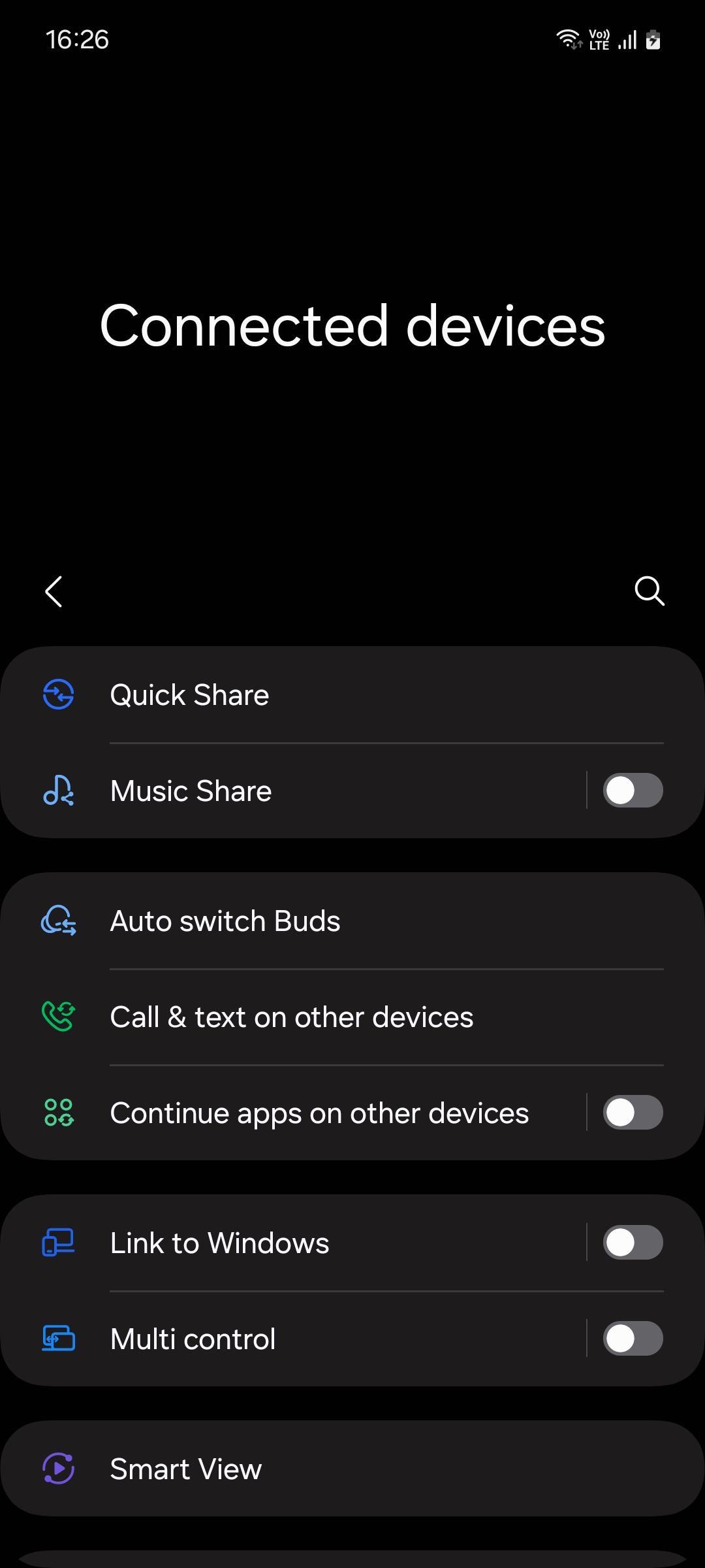منوی دستگاه های متصل سامسونگ One UI 6.1
