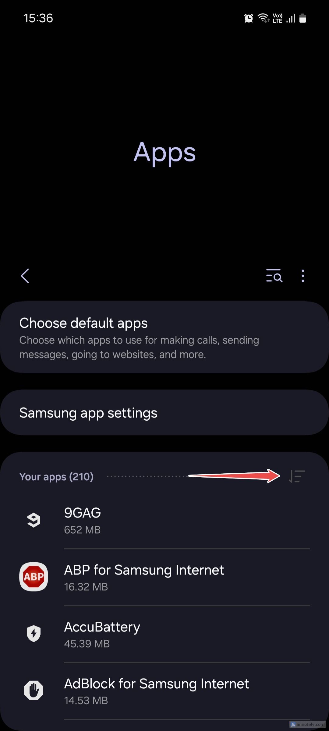 منوی برنامه های UI سامسونگ