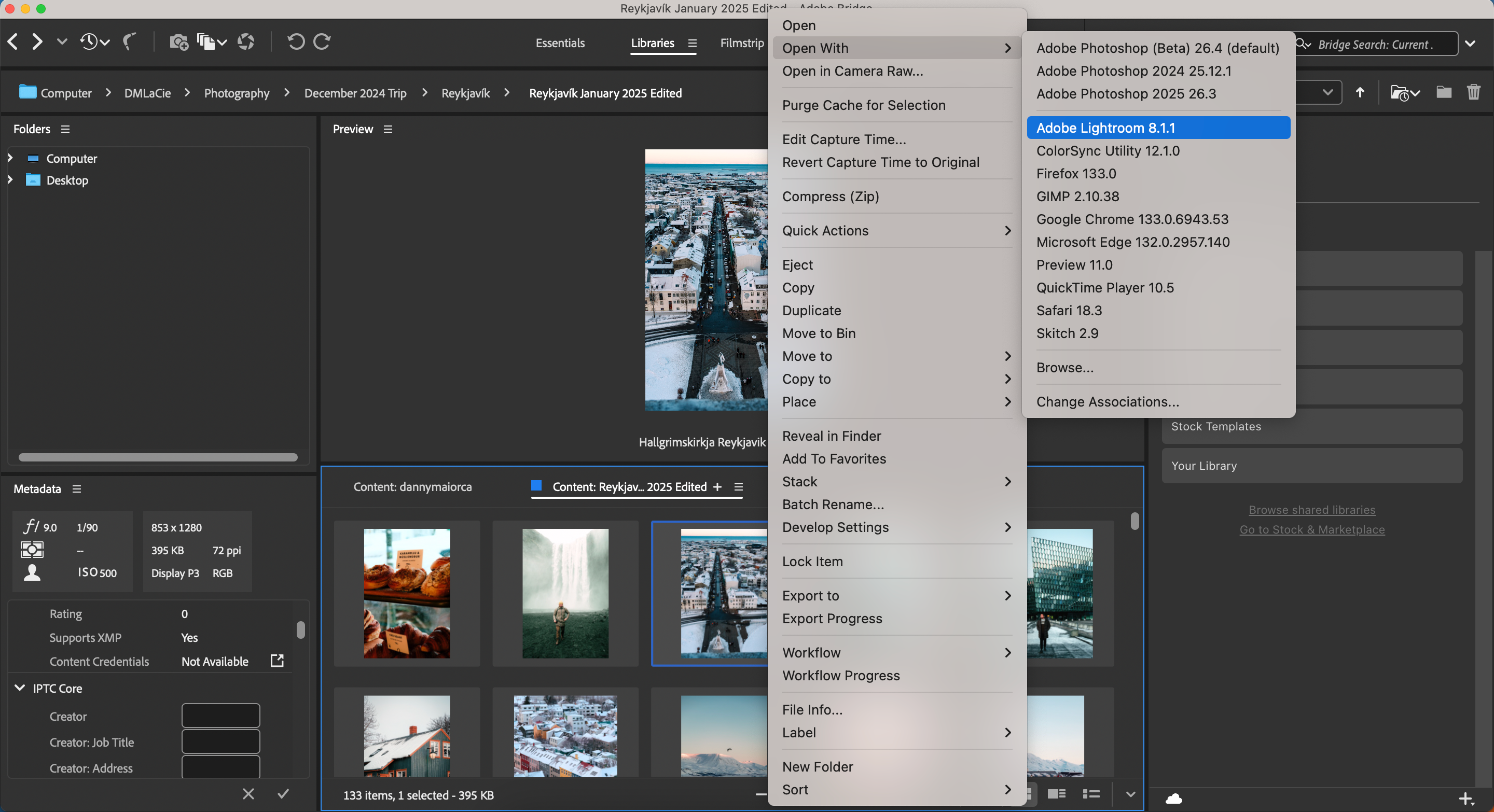 در برنامه های مختلف Adobe تصویری را از پل Adobe باز کنید