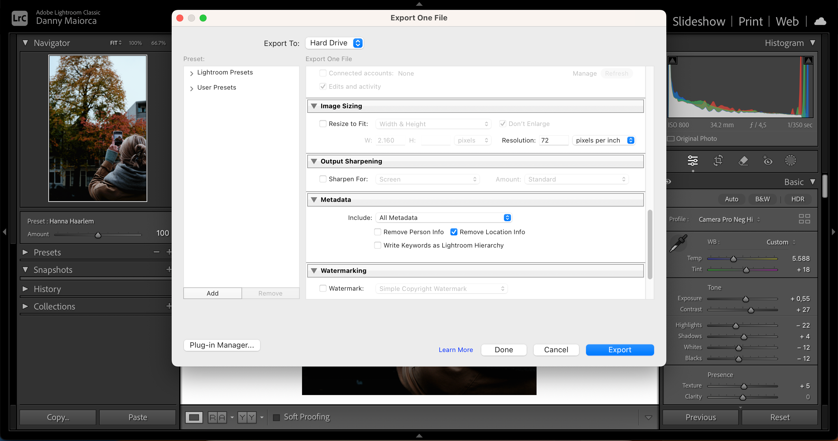 حذف اطلاعات مکان در Adobe Lightroom