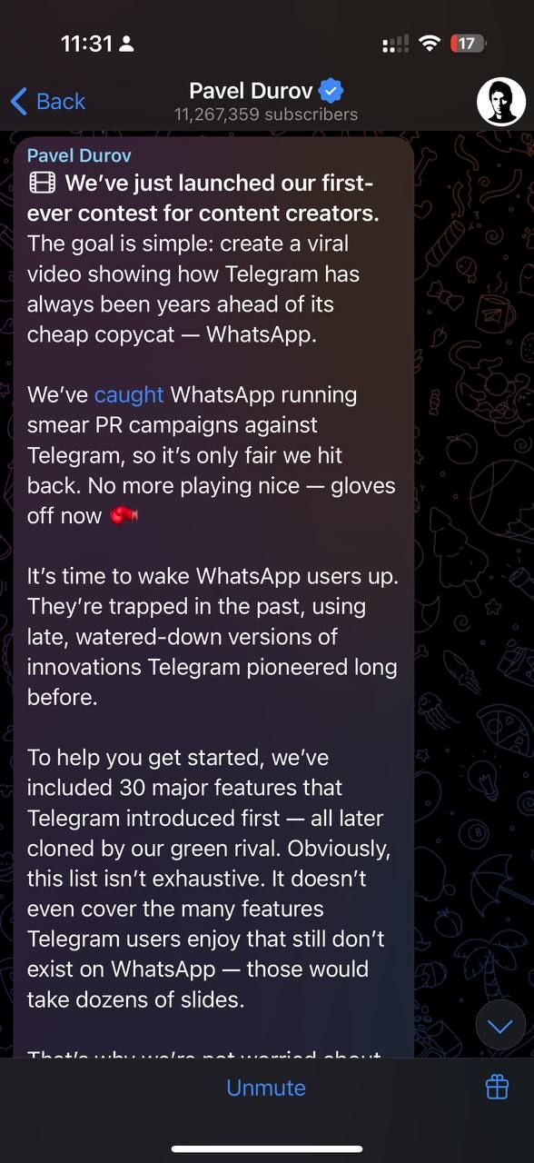 تصویر کانال Paul Durov در Telegram-1