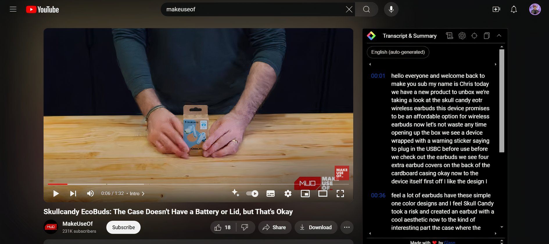 تصویر نمایش فیلم MakeUseof در YouTube