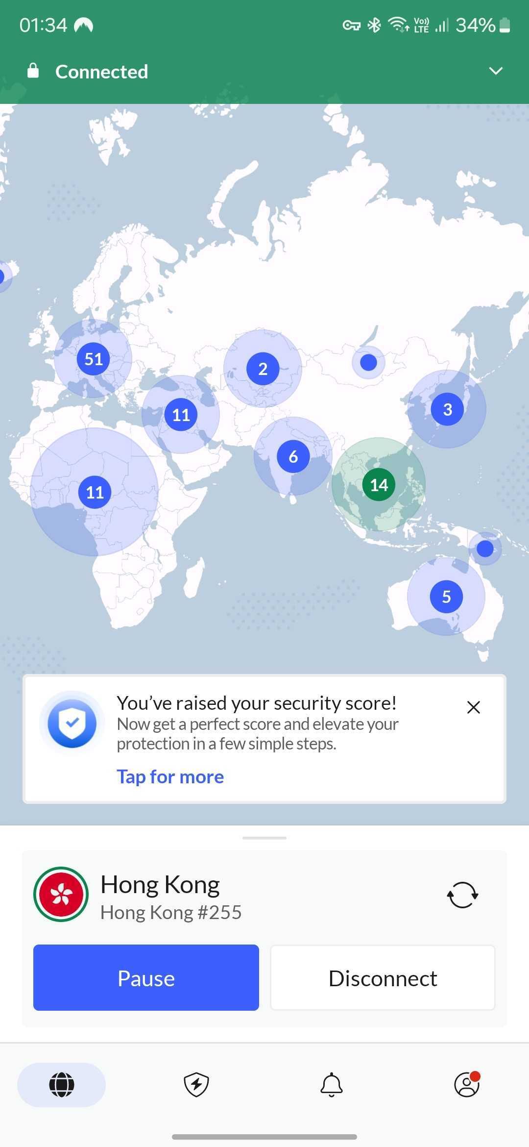 تصویر NordVPN در تلفن Android