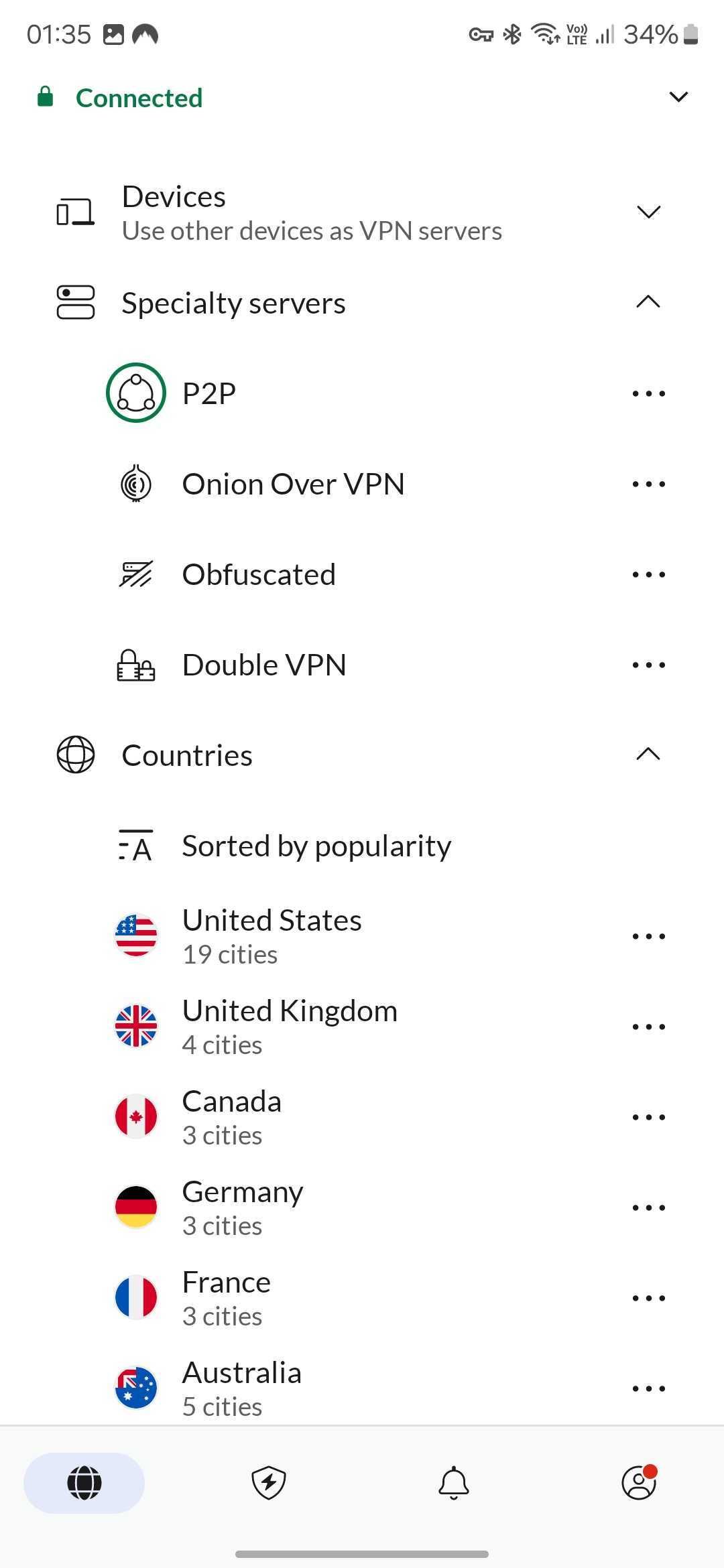 تصویر NordVPN در تلفن Android