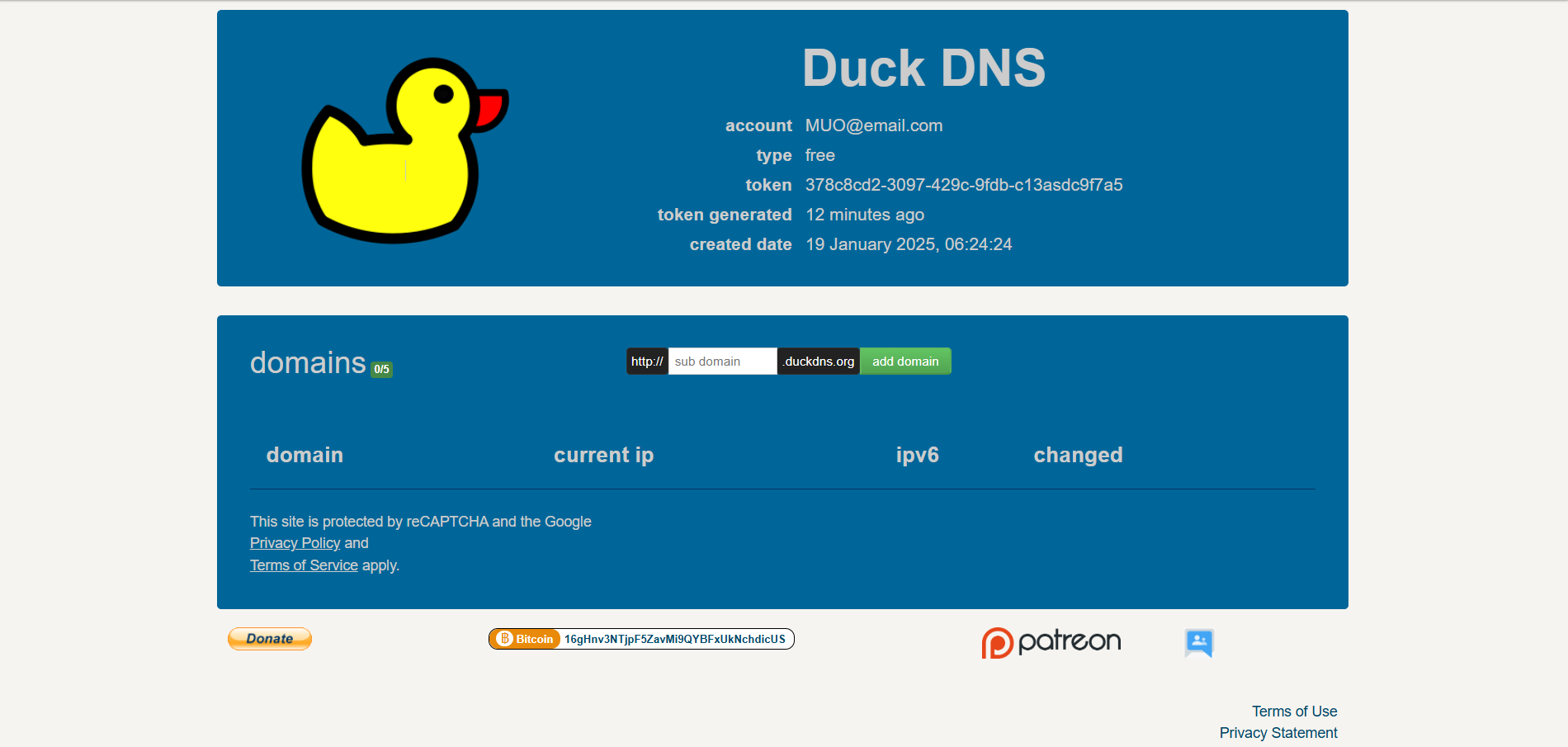 ادعای نشانه duckdns