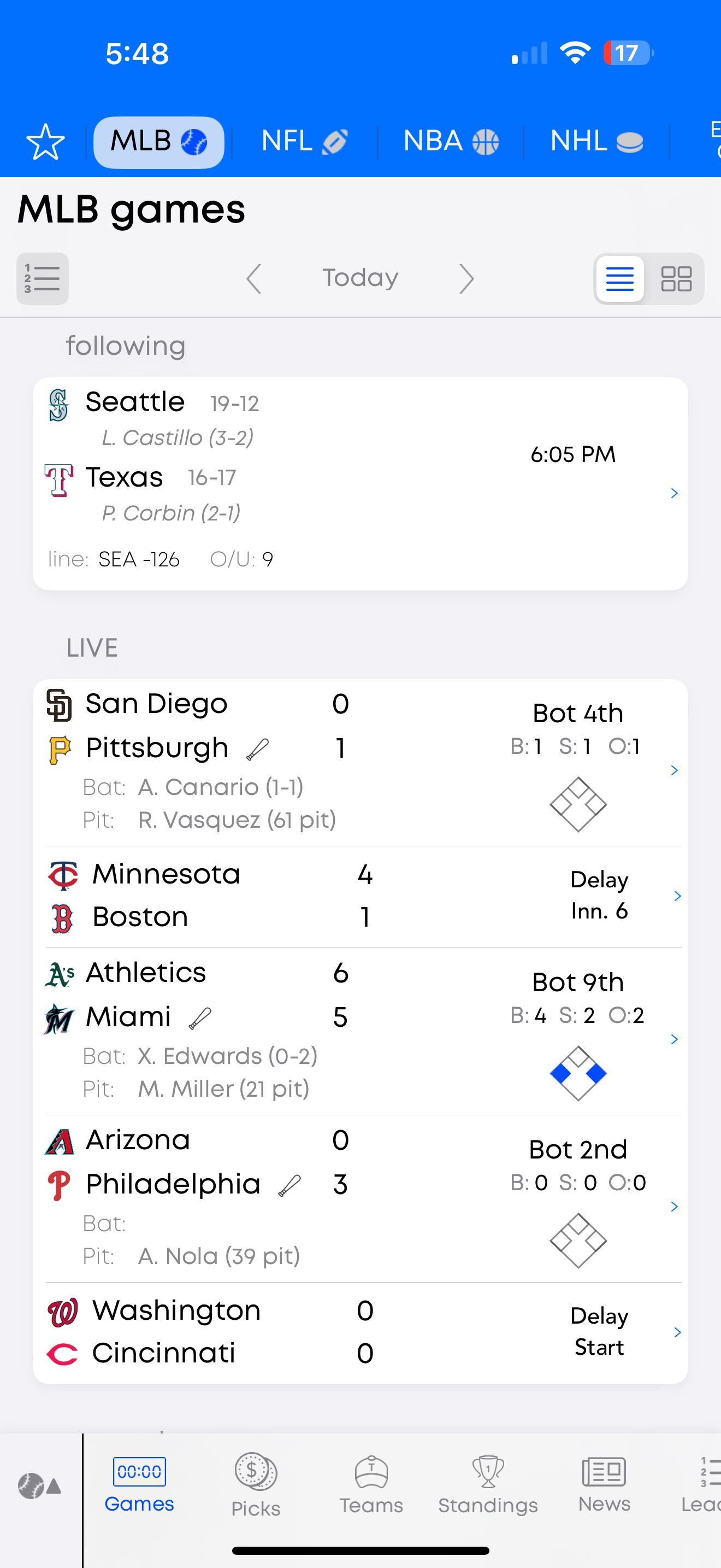 صفحه MLB هشدارهای ورزشی