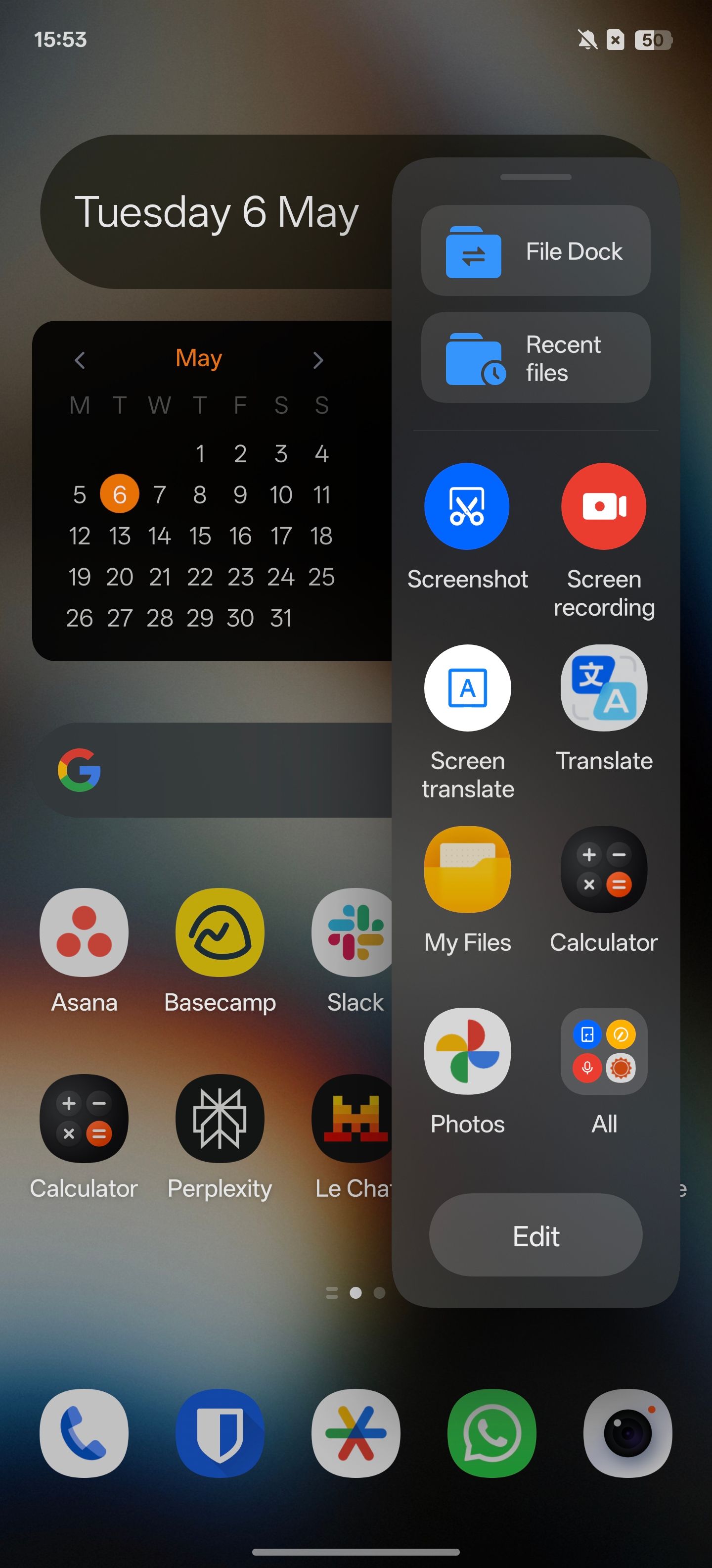 نوار کناری هوشمند در صفحه اصلی تلفن OnePlus.