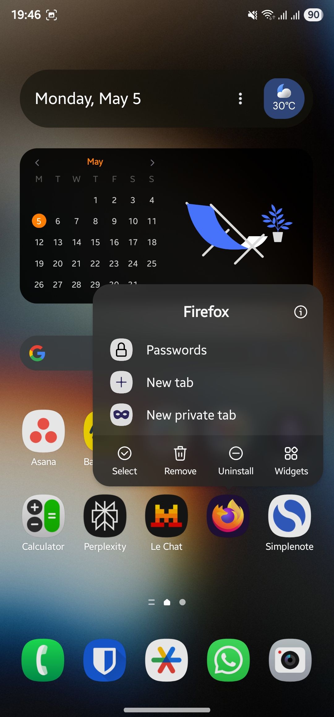دسترسی به میانبرهای برنامه برای برنامه Firefox از طریق تلفن OnePlus.