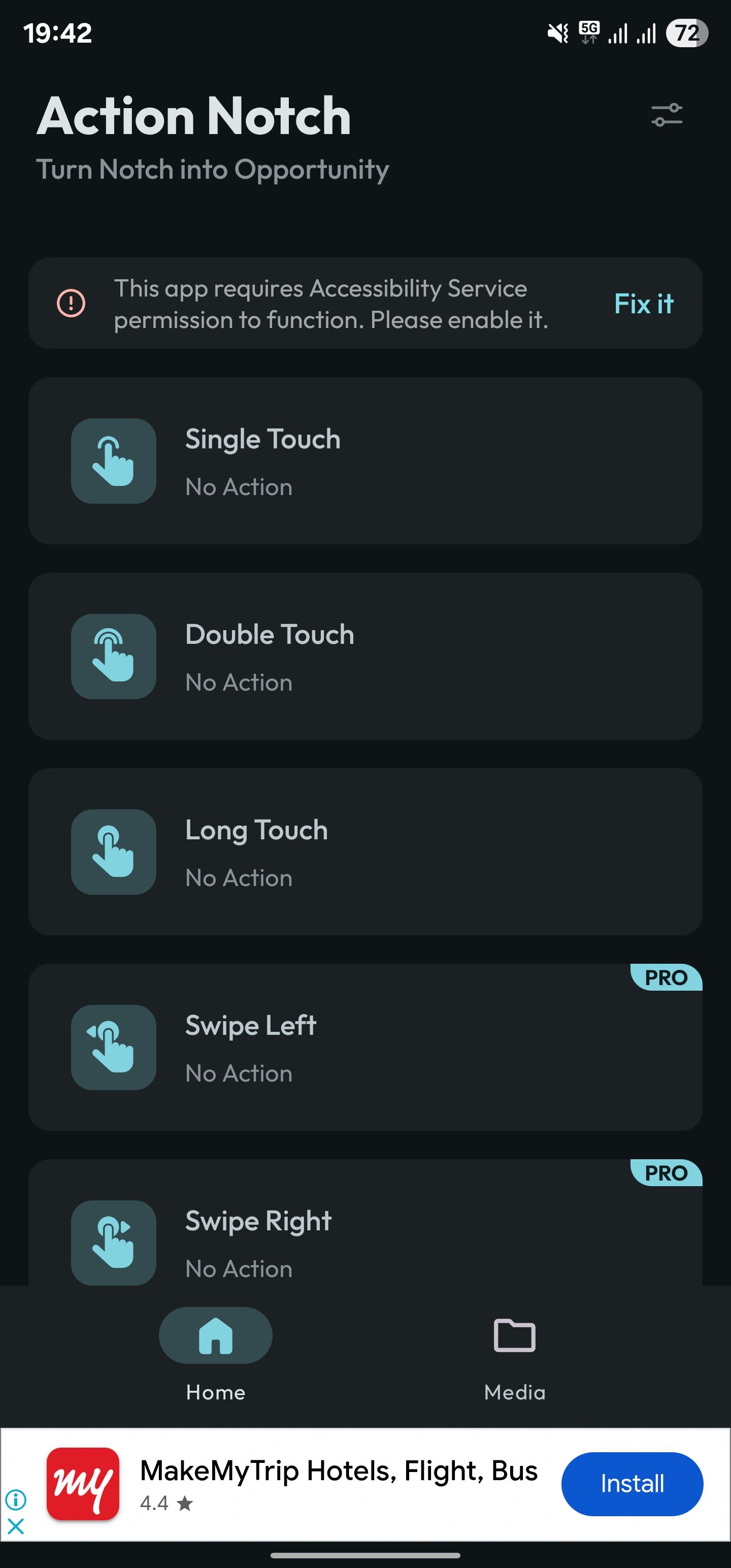 برای رفع اجازه دسترسی ، دکمه آن را در برنامه Action Notch اصلاح کنید.