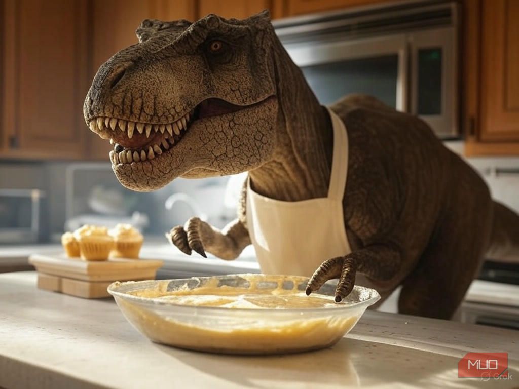 یک تصویر AI از یک کیک پخت T. rex تولید می کند