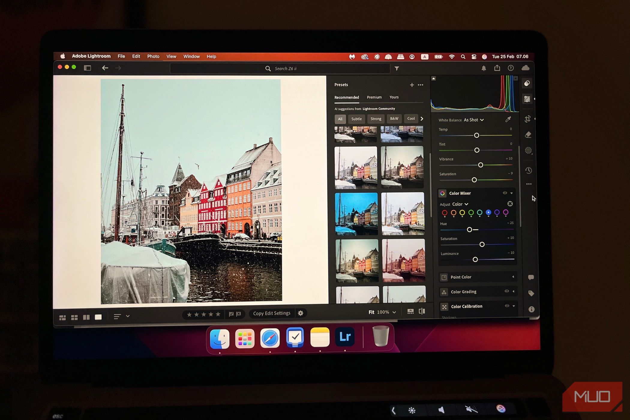 استفاده از پیش تنظیمات Lightroom در صفحه رایانه