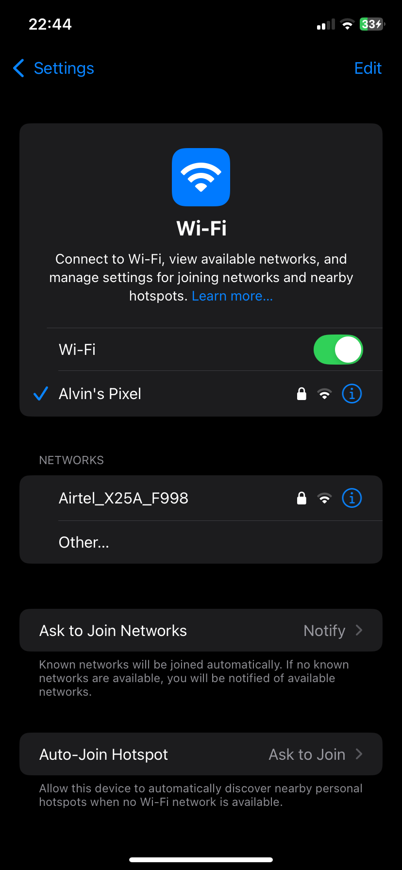مشاهده صفحه تنظیمات Wi-Fi در iOS