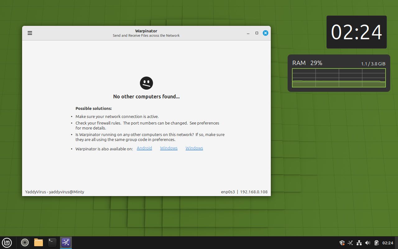 Warpinator on Linux Mint