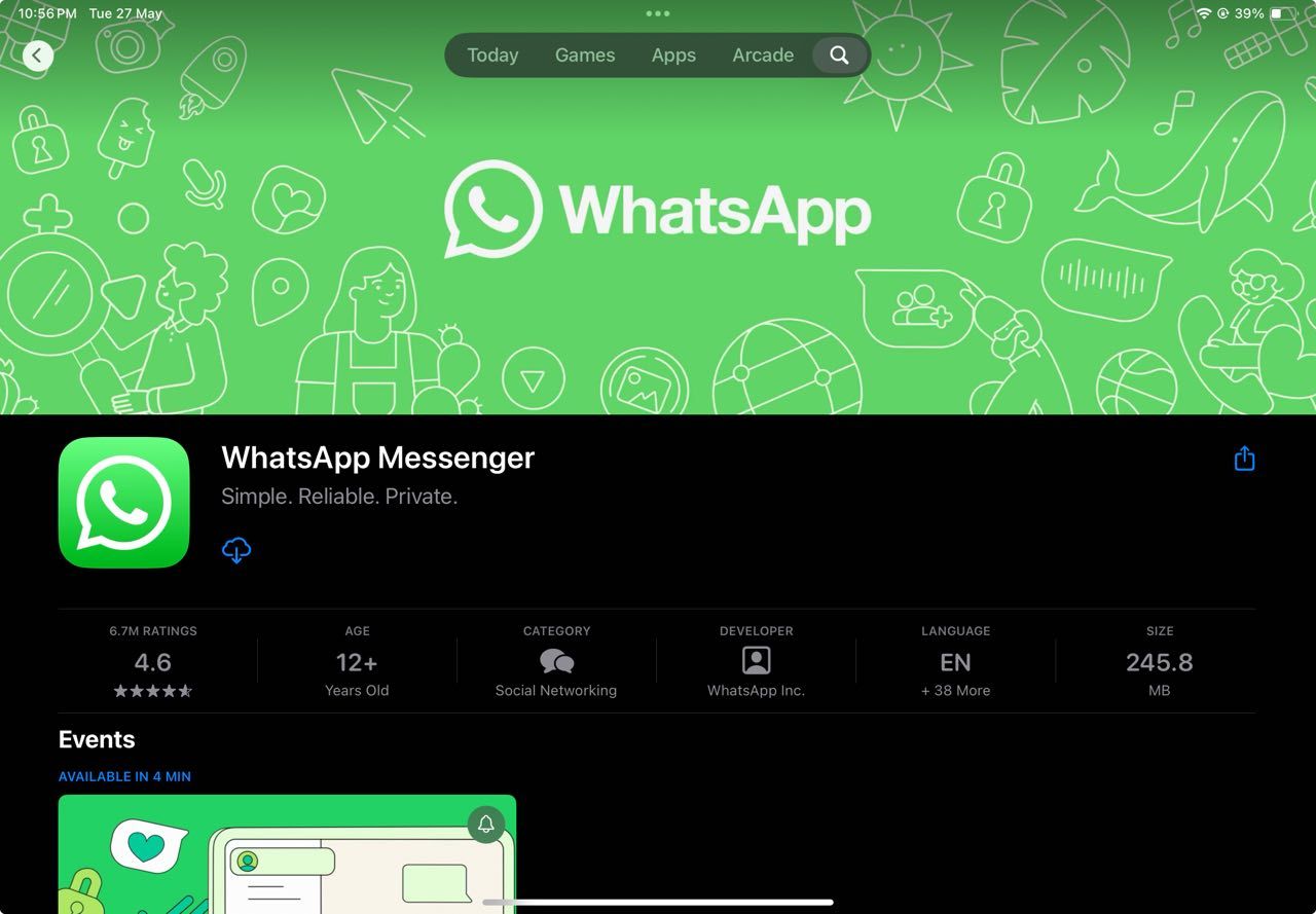 WhatsApp در فروشگاه App