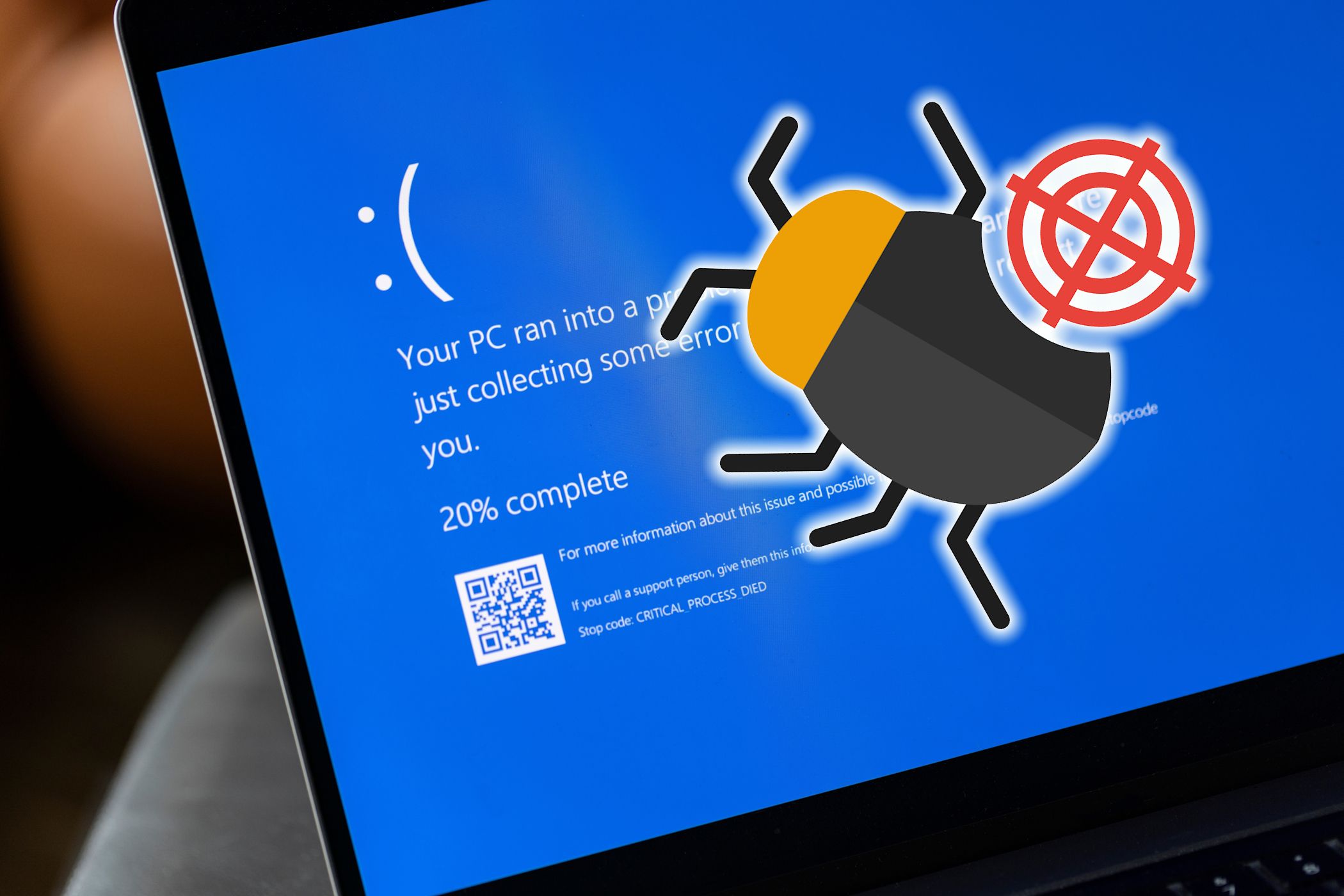 صفحه خطای ویندوز با وکتور اشکال خطا