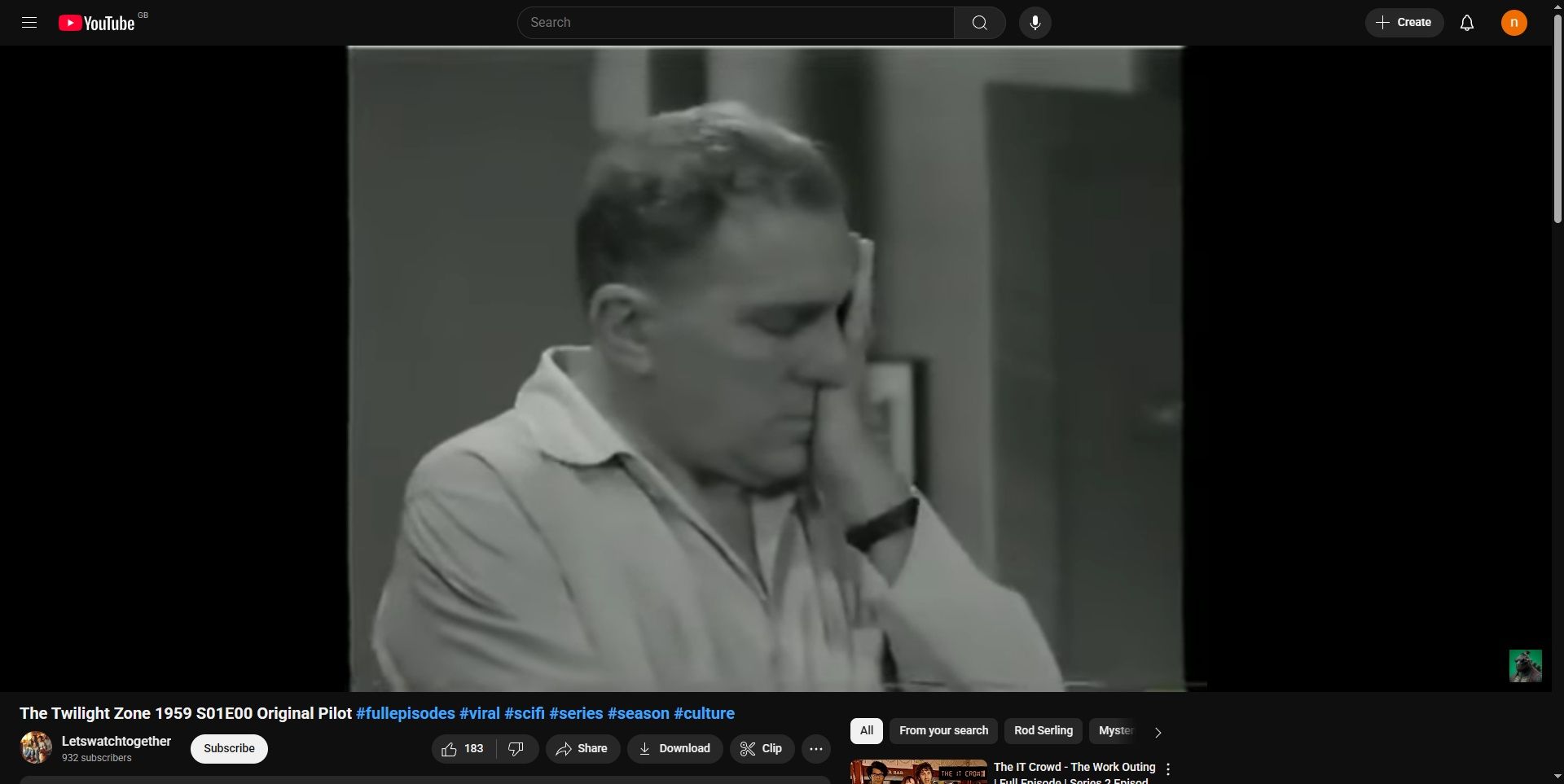 YouTube The Twilight Zone 1959 خلبان اصلی.